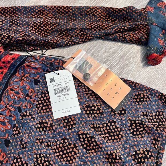 Vintage 90’s cottagecore prairie ruffle boho printed blouse art‎ to wear nwt - Picture 3 of 6